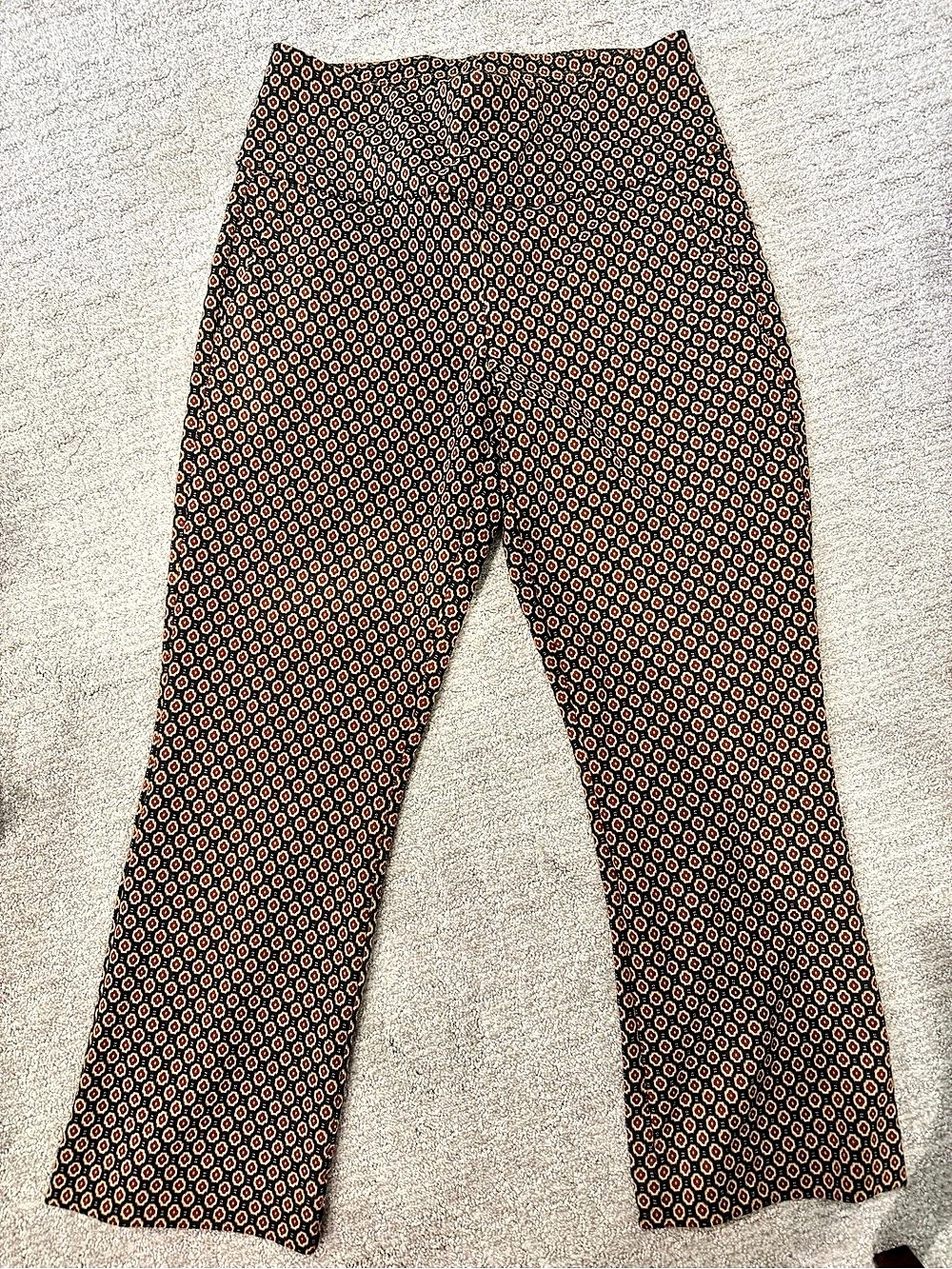 CAbi Dandy Pant Geometric Ankle Pants Brown & Red Small